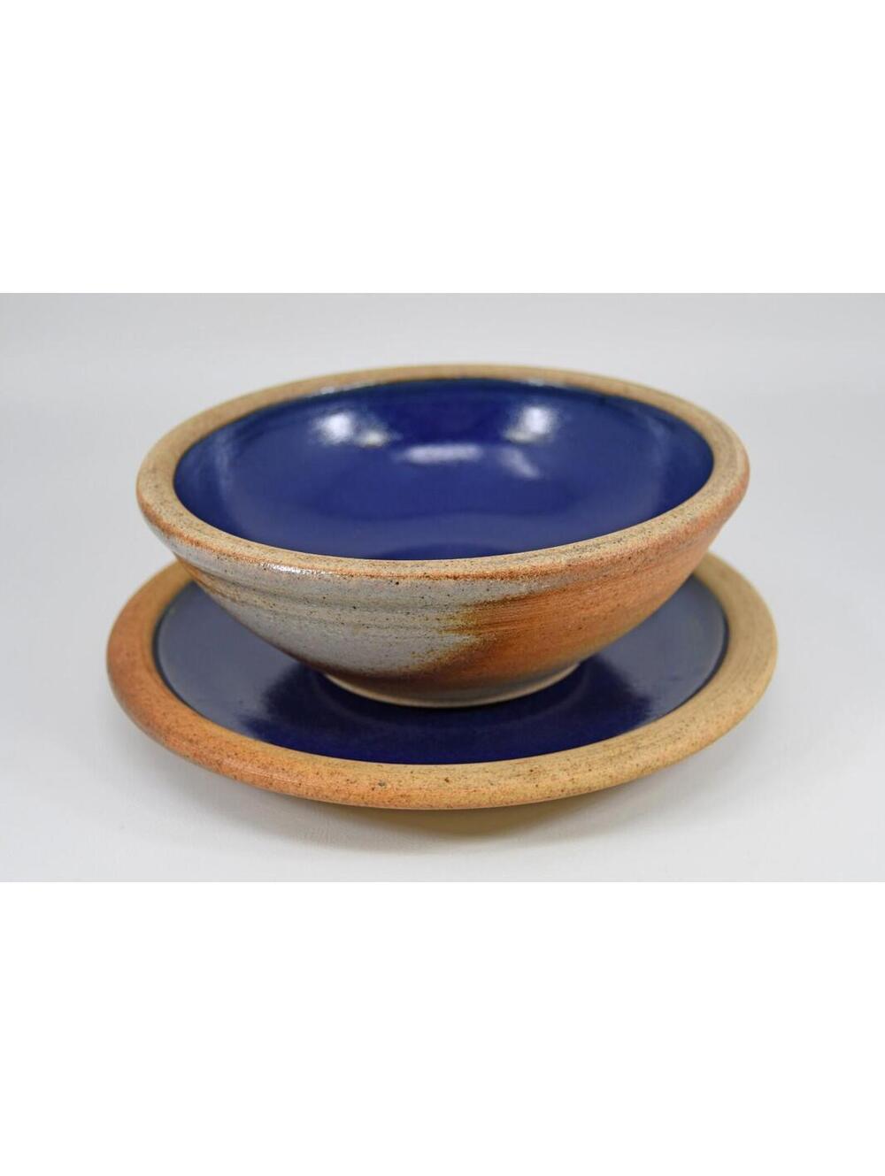 VTG Brieger Studio Art Pottery Display Trinket Bowl and Plate Cobalt Blue Texas